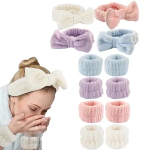 3 Pièces Bandeau Et Bracelet À Maquillage Avec Nœud