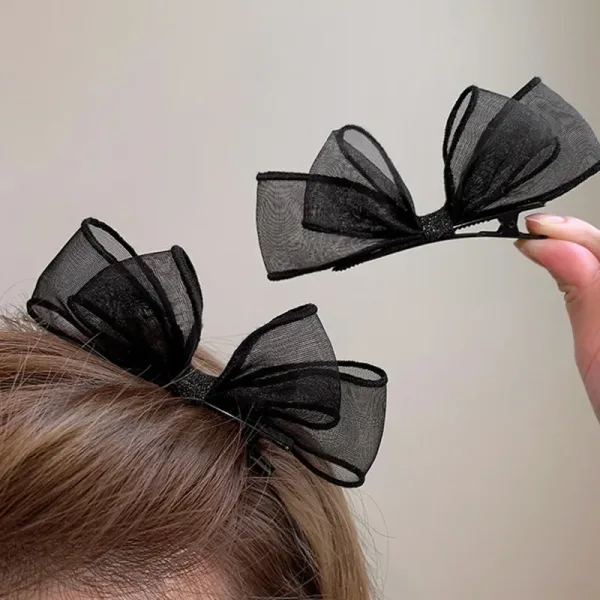 2pcs Barrette À Nœud Transparent