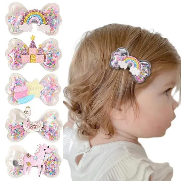 2pcs Barrettes Transparentes Paillettes