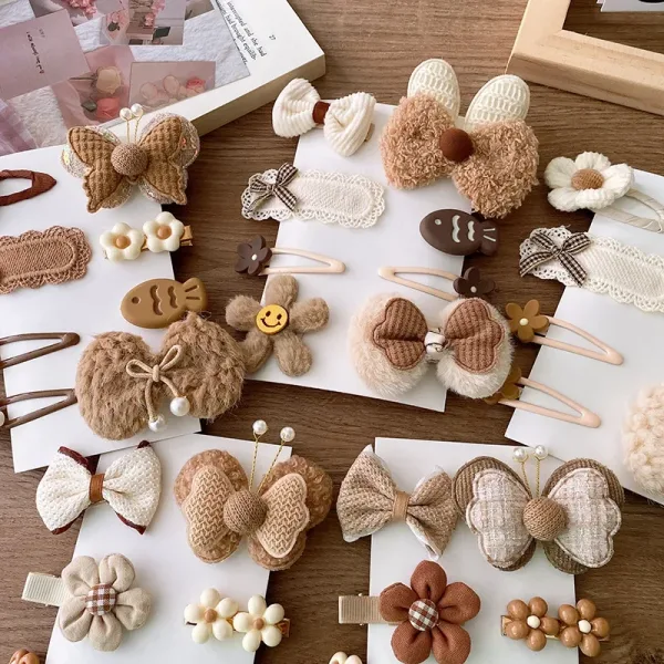 8pcs Barrettes Brune