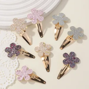 8pcs Barrettes Dorées À Fleurs